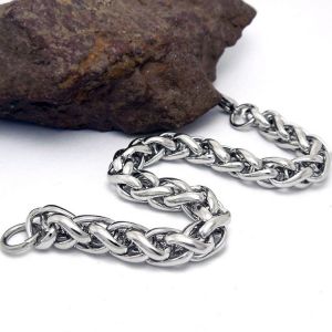 Silver Plated Titanium Stainless Steel Wheat Chain Bracelet (JCE394)