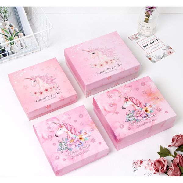 Unicorn Design Paper Cookie Boxes Biodegradable Material With Customized Printing
