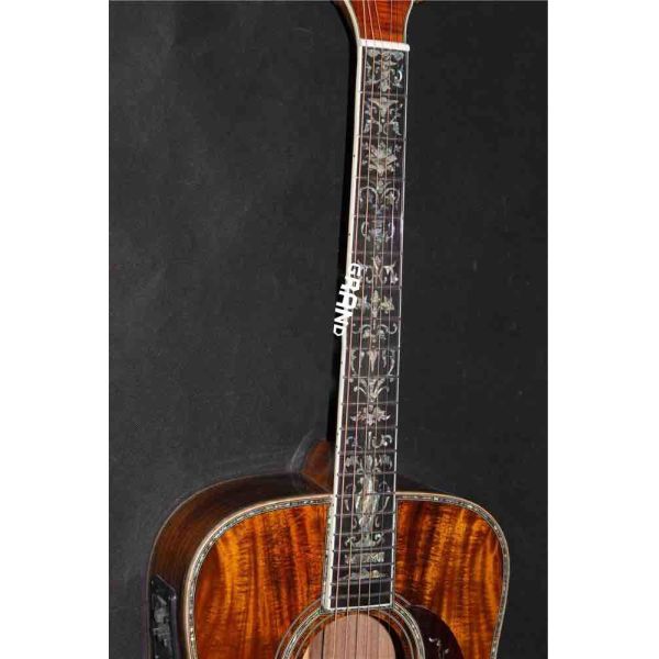 AAAA all solid koa wood guitar dreadnought body solid koa acoustic electric guitar abalone binding ebony fingerboard EMS