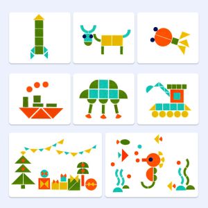 DIY Stickers Preschool Learning Toys , Felt Fabric Geometric Puzzles For
