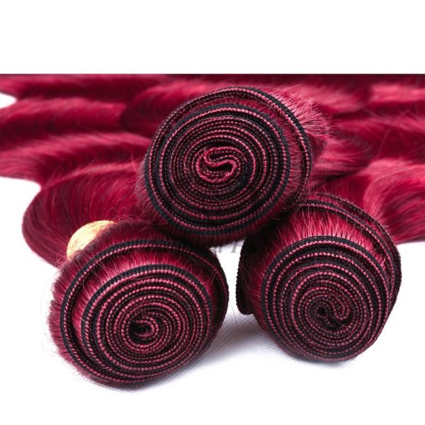 Burgundy Body Wave Remy Human Hair Bundles Sew In Weave Bundles Brazilian Bundle Deals