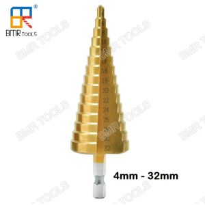 BMR TOOLS 4-32mm straight flute hss step drill with helix shank for hole