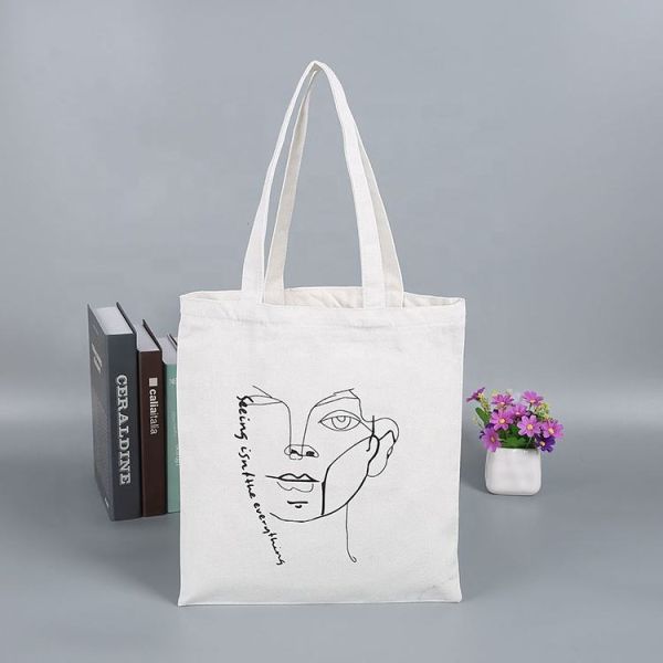 Customized Color Recycled Shopper Grocery Canvas Calico Tote Bags