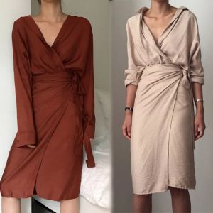 China 2018 Ladies Fall Linen Dress Loose Women Long Sleeve Autumn on sale
