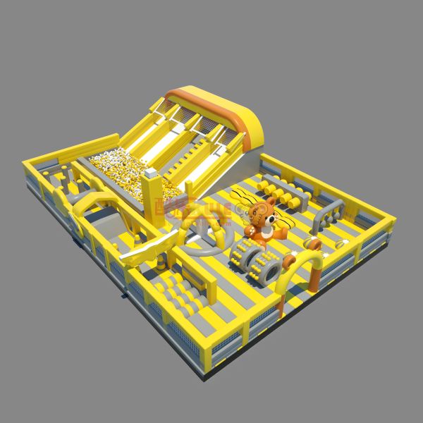 Buy Inflatable Big Slides With Obstacle Jumping Castle (Yellow & White ) at wholesale prices