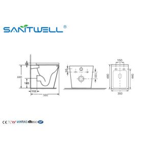 American market WC Wall Faced Toilet , P trap Washdown Dual Flush Two piece