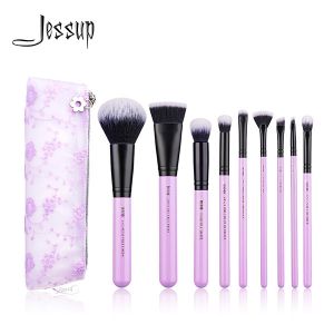 9pcs Pansy Purple Jessup Makeup Brushes Set With Aluminium Ferrule