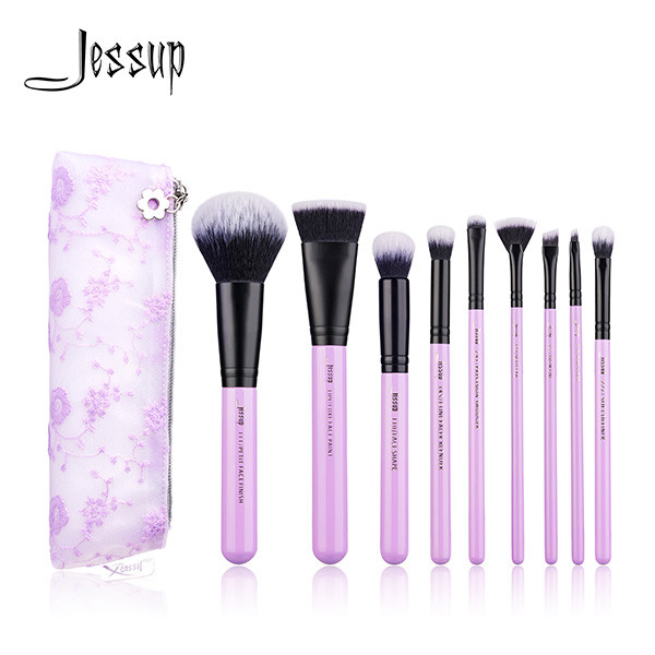 Buy 9pcs Pansy Purple Jessup Makeup Brushes Set With Aluminium Ferrule at wholesale prices