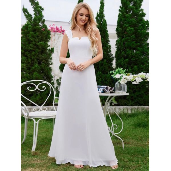 Empire High-waisted Sleeveless Cap Sleeve Square Neck Invisible Zipper Dusty Rose Chiffon Evening Dress