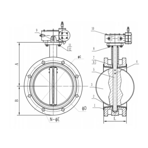 OEM Manual Double Eccentric Flanged Butterfly Valve EPDM Seat PN16 Turbine Cast Steel