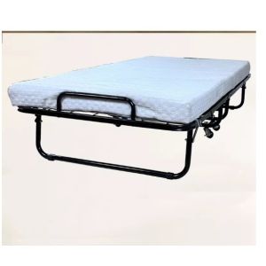 Modern Design Style Black Folding Metal Bed with Mattress Portable and
