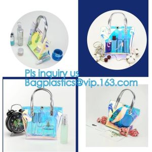 Tote Bags for Shoulder Clear Purse PVC Transparent Handbags, laser pvc shopping