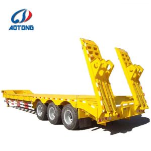 China 13000*2500*3090 Function 60 tons 3 fuwa axle 3 axles gooseneck low bed trailers 30-110ton on sale