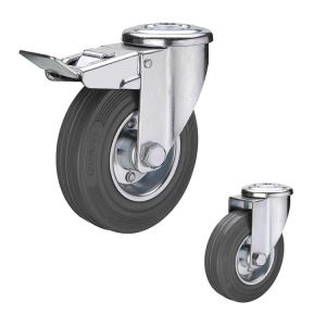 200x50mm 440lbs Loading Rubber Casters With Threaded Stem