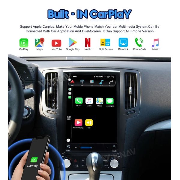 12.1 Inch Touch Screen Stereo For 2004-2015 Infiniti G25 G37 Navigation GPS Multimedia DVD Player Wireless Carplay 4G