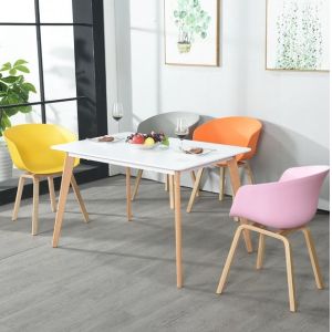 Nordic simple plastic leisure chair Hale dining chair creative wood foot coffee