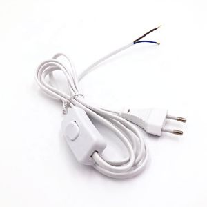 VDE 2.5A Flat Wire Power Cable 2 Pin Eu Plug Lamp Power Cord With Switch