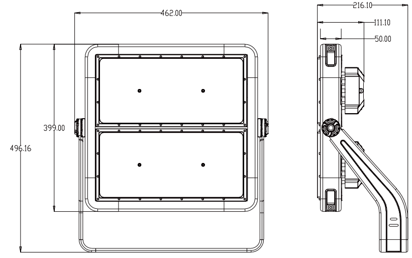 250-1250W Adjustable IP66 5years Wattanty LED High Mast Light With Overheat Protection For Sport Fiedl Stadium