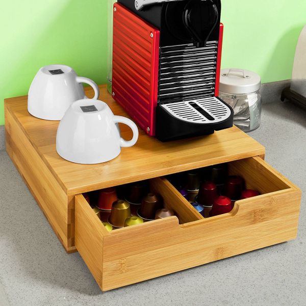 Buy bamboo k cup dispenser organizer storage drawer at wholesale prices