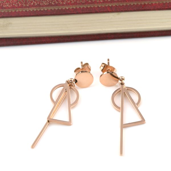 Stainless Steel Jewelry Fashion Triangle Circle-Shaped Earring for Women