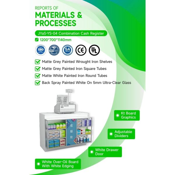 JYaS-YB-04 Professional Medical Style Medical Equipment Back Cabinet with White Glossy Boards and Aluminum Price Tag Slot