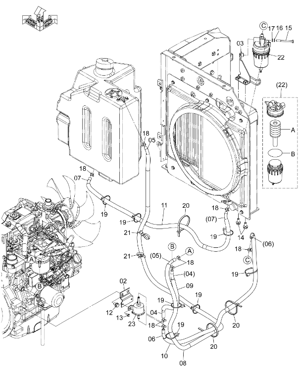 YD00003495 4632694 119802-55710 Filter HITACHI Excavator Spare Parts For ZX30U-5A