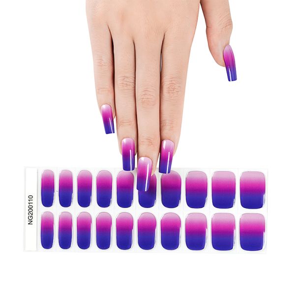 New design Semi cured UV Gel Nail Stickers 20 Real Gel Nail Polish Adhesive Full Wraps Strips
