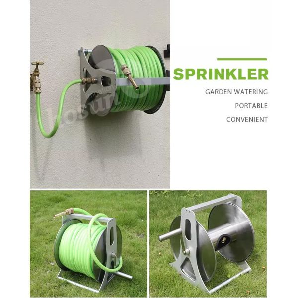 Metal Connector 5/8" Wall Mounted Water Hose Reel 50m watering hose reel for garden
