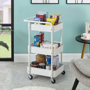 Bathroom Organizer Universal Wheel Metal Rolling Storage Cart For Kitchen