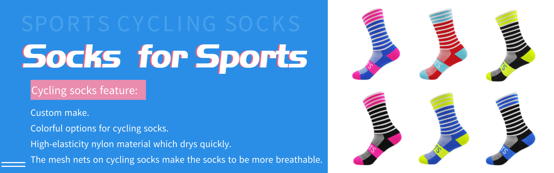 Casual Custom Sports Socks / Men Cycling Compression Athletic Outdoors Running Socks
