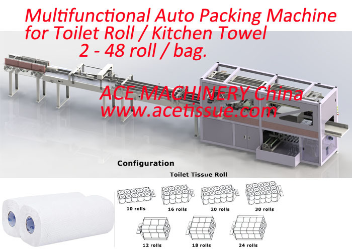 China Heavy Duty Tissue Paper Packing Machine for Multi Roll Sizes Approx. 2500–3500 Kg on sale