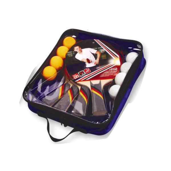 Buy 4 Bats / 8 Balls Table Tennis Set PVC Bag Contour Handle With Multi Laminate Grip at wholesale prices