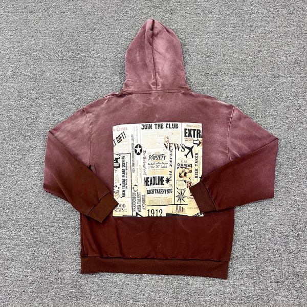 Customized Printing Label Hoodie Unisex French Terry Cotton Acid Wash Vintage Streetwear Free Sample