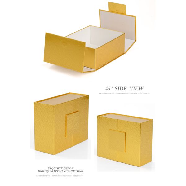 Gold Magnetic Closure Gift Box , Rectangle Flip Top Gift Boxes With Magnetic Catch