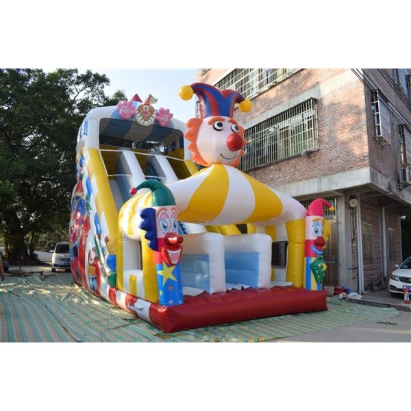 Buy Funny PVC Digital Painting High Inflatable Dry Slide Circus Clown at wholesale prices