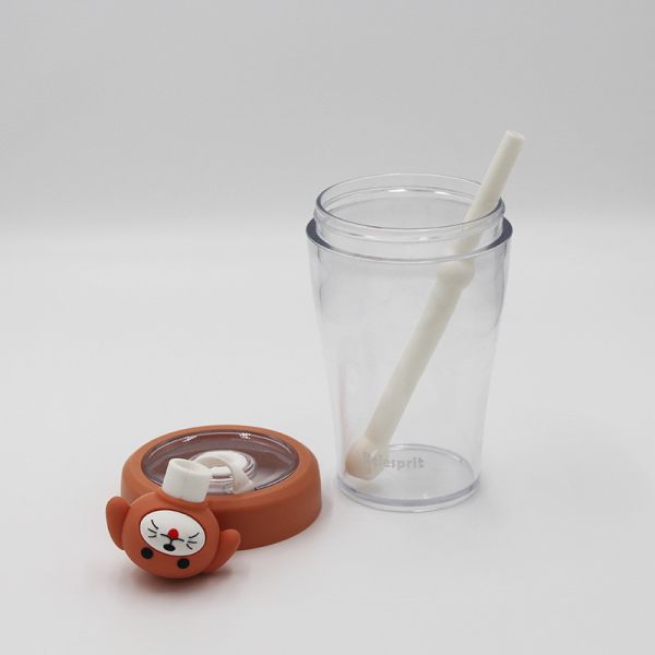 OEM ODM 430ml Transparent Cartoon Water Bottle With Animal Stopper