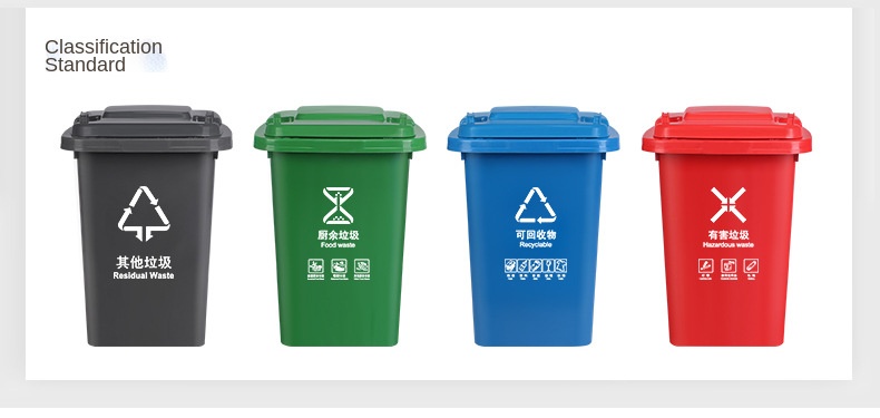 Outdoor Environmental protection Household Kitchen Large square Sanitation Commercial Plastic Classification Bucket with Lid