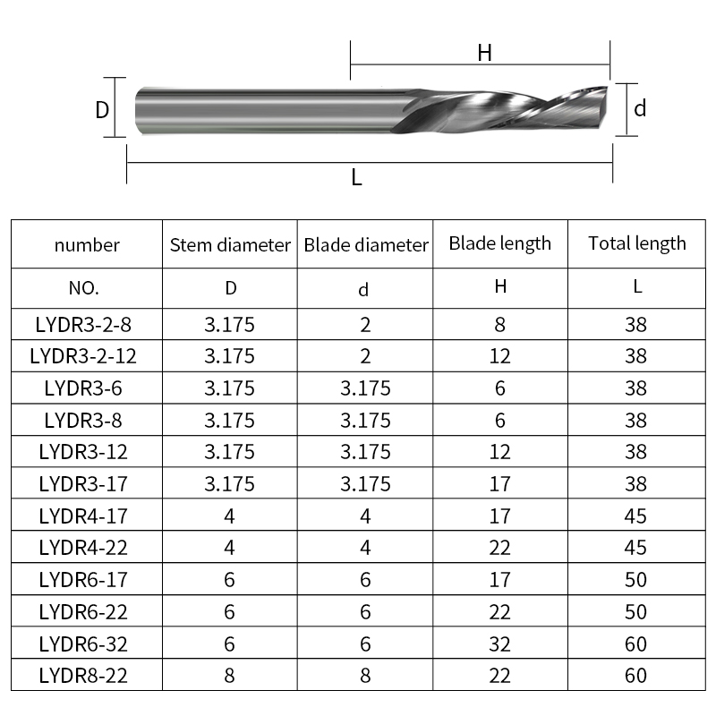 1Z Spiral Groove Cutting Bit Aluminium Cutting Cnc Milling Cutter