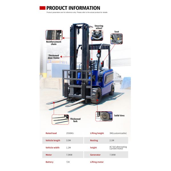 New Brand Farm Forklifts Warehouse Forklift New Electric Forklift 3 Ton with Nice Price