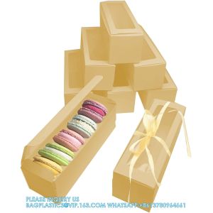 Bakery Boxes Brown With Clear Display Window Macaron Containers For 6 Macaron