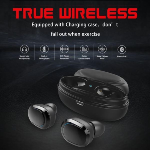 True Wireless Headphones Bluetooth Earphones Sports Earphone Cordless Headphone Handsfree Headset Mini Earbuds with Mic