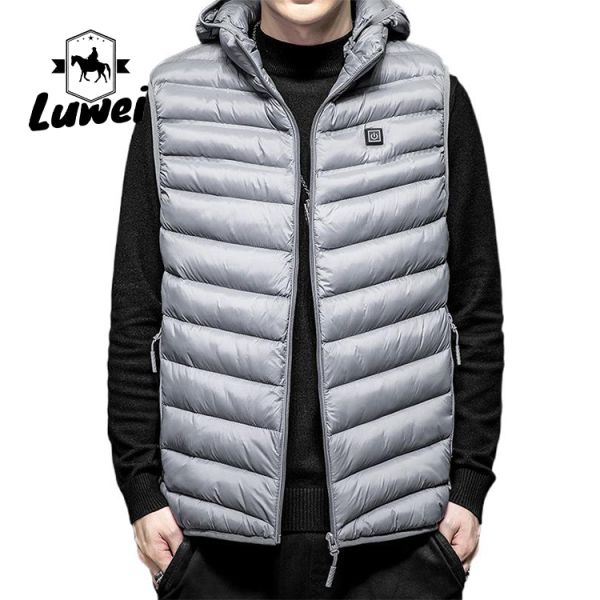 Custom Classic Men Clothing Sleeveless Utility Waistcoats Hooded Quilted Warm Cotton Coat Waterproof Heated Vest