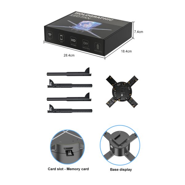 3d Holographic Display 50cm Hologram Fan with MP4/AVI/RMVB/GIF/JEPG/PNG/MKV Content