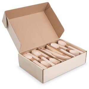 16cm Degradable Wooden Spoon Smooth Disposable Cutlery Set Family Party
