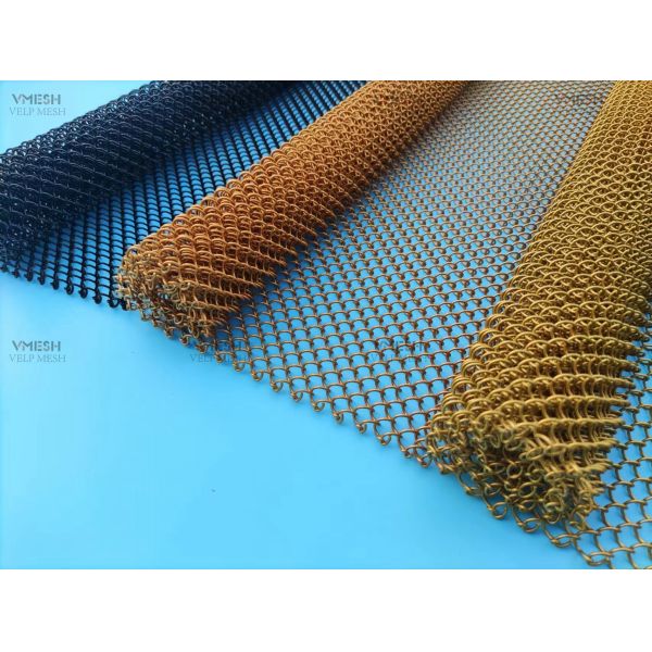 Gold Color Anti Rust Aluminum Decorative Mesh Metal Coil Drapery