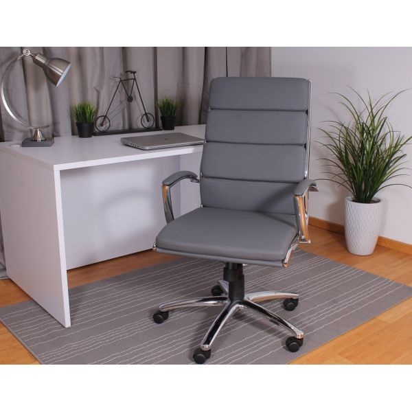Back Executive Swivel Office Desk Chair with Ribbed Puresoft Upholstery and Lumbar Support