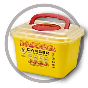 5 Litre Sharps disposal container, Sliding Lid, Red,Sharps Container |