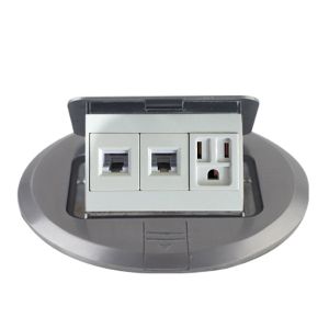 Silver Aluminum Round Floor Socket 125V American Receptacle Outlet