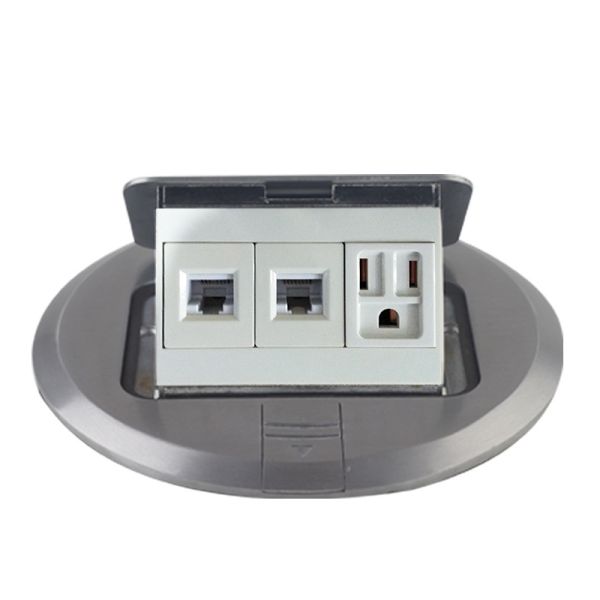 Buy Silver Aluminum Round Floor Socket 125V American Receptacle Outlet at wholesale prices