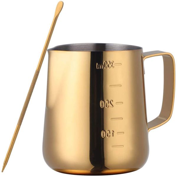 Buy Gold Stainless Steel Essential Barista Tools Coffee Picher 350ml /12oz at wholesale prices